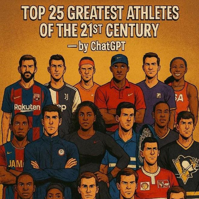 ChatGPT评21世纪最伟大运动员:博尔特、菲尔普斯、梅西、C罗前4,詹姆斯第6
