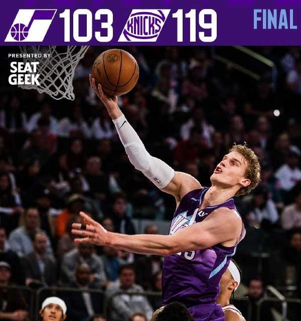 NBA：尼克斯119-103击败爵士取9连胜 唐斯31+21 哈特15+14+12